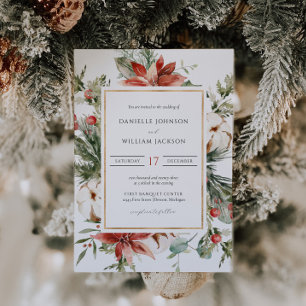 Elegantes Navidades Invitación a la Boda Floral