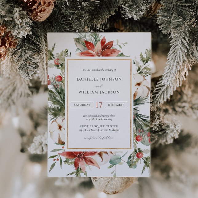 Elegantes Navidades Invitación a la Boda Floral (Subido por el creador)