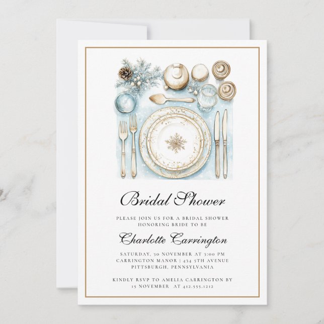 Elegantes Navidades Invitación a la ducha de novia (Anverso)