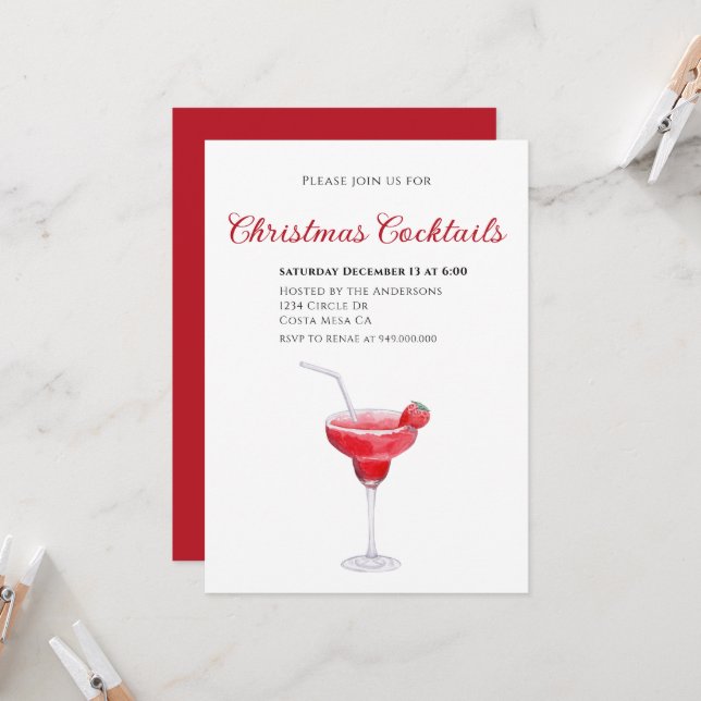 Elegantes Navidades Invitación a la fiesta de cóct (Anverso/Reverso In Situ)
