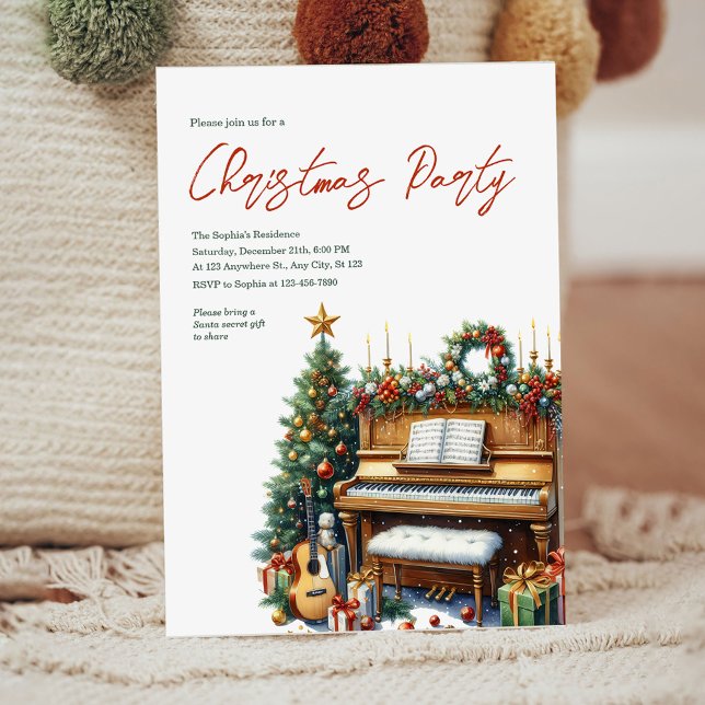 Elegantes Navidades Invitación al Piano Party (Subido por el creador)