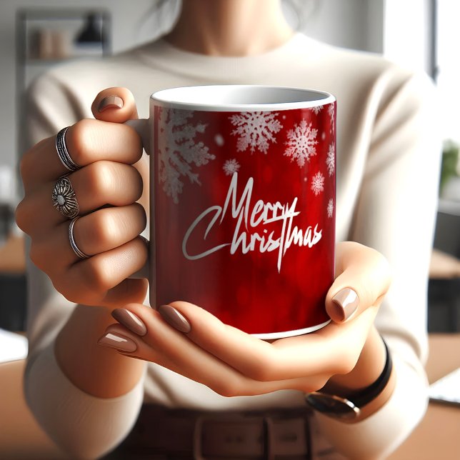 Elegantes navidades nevan tazas de CAFÉ rojo MUG (Subido por el creador)