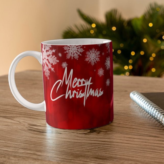 Elegantes navidades nevan tazas de CAFÉ rojo MUG (Subido por el creador)