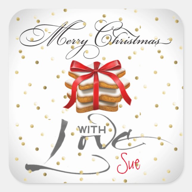 Elegantes Navidades personalizados Pegatinas de re (Anverso)