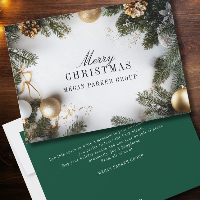Elegantes Navidades Pine Tree tarjeta de vacacione (Elegant Christmas Pine Tree Business Holiday Card)