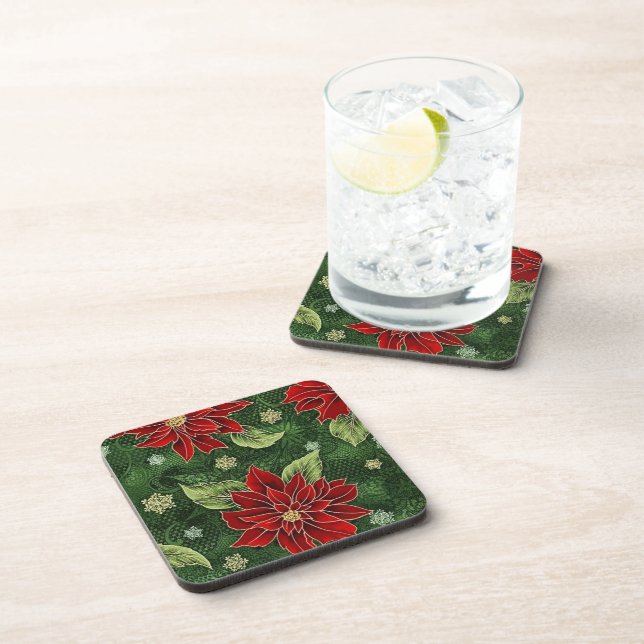 Elegantes Navidades posavasos de Poinsettia (Lado Derecho)