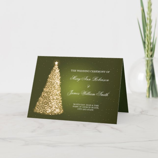 Elegantes Navidades Programa de Boda Gold Green (Anverso)