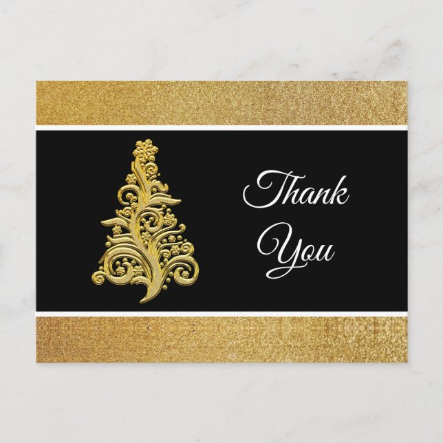 Elegantes Navidades Purpurinas de oro Tarjeta de a (Anverso)