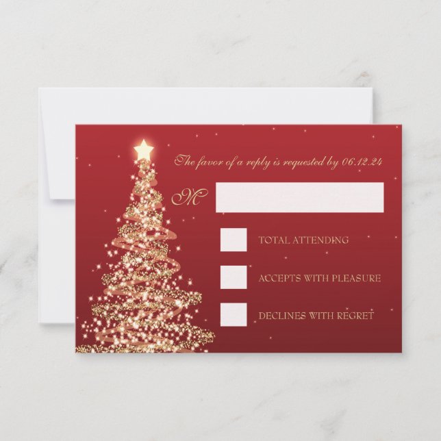 Elegantes Navidades RSVP Gold Red (Anverso)