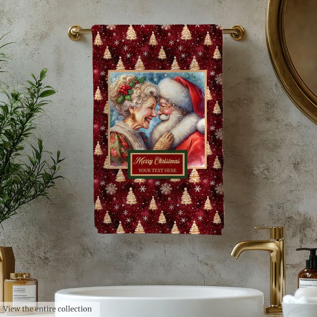 Elegantes Navidades Sr. y Sra. Claus Bath Toalla (Stylish Christmas Mr. and Mrs. Claus Bath Towel)