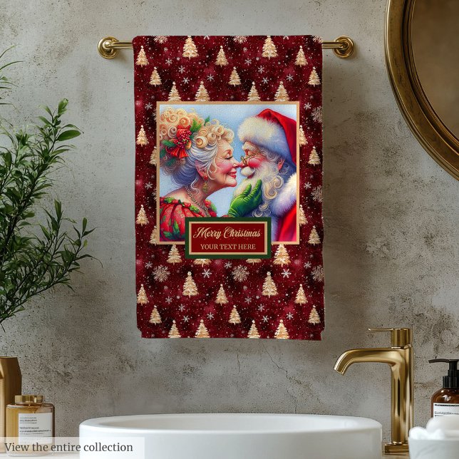 Elegantes Navidades Sr. y Sra. Claus Bath Toalla (Elegant Christmas Mr. and Mrs. Claus Bath Towel)