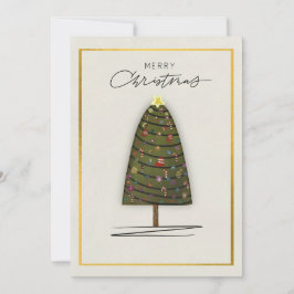 Elegantes Navidades Tarjeta de Árbol Decorado y Or