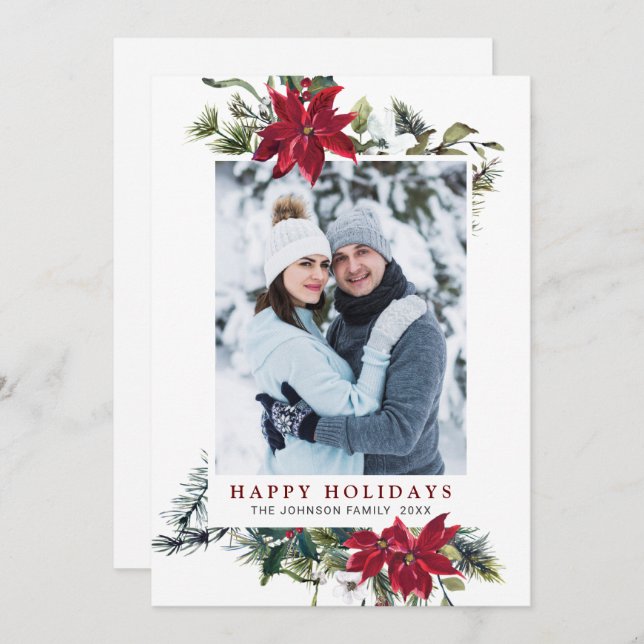 Elegantes Navidades Tarjeta de vacaciones fotográf (Anverso / Reverso)