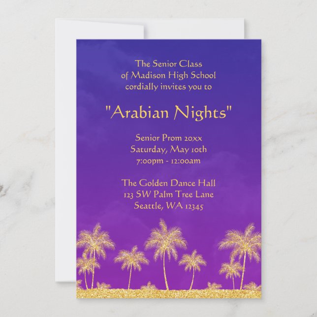 Elegantes noches árabes de invitación formal (Anverso)