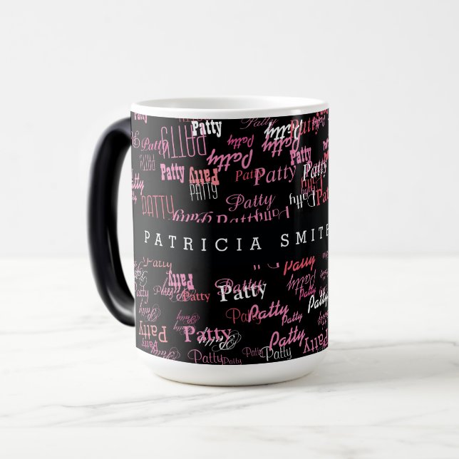 elegantes nombres rosados tipografía negro taza pa (Anverso izquierdo)