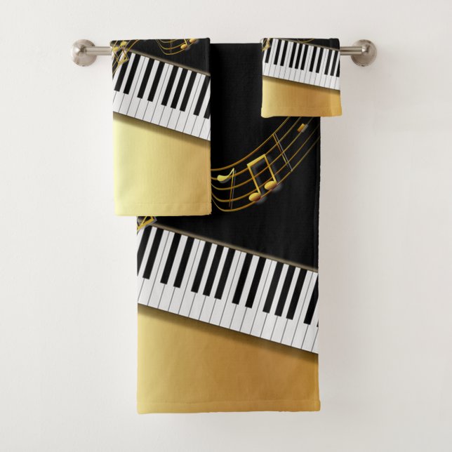 Elegantes notas de oro, claves de piano, negro (In situ)