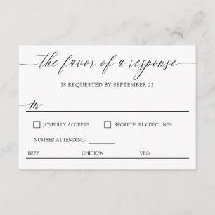 Elegantes opciones de comida para RSVP de boda con