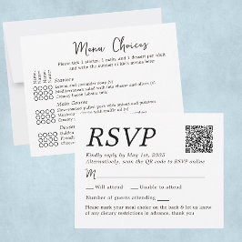 Elegantes opciones de menú de RSVP para boda para 