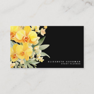 Elegantes orquídeas tarjetas de negocios amarilla 