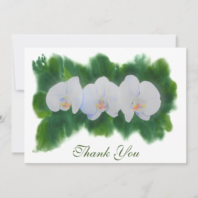 Elegantes orquídeas tropicales blancas de acuarela (Anverso)