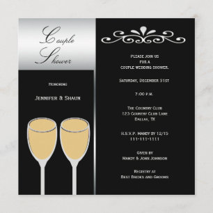 Elegantes Parejas Bodas Invitaciones a Ducha