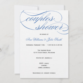 Elegantes parejas con escritura azul Invitación a