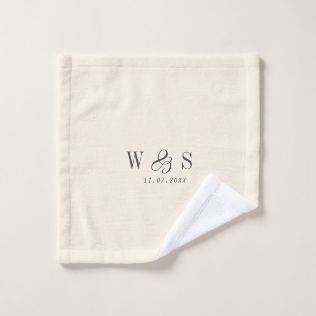 Elegantes parejas de bodas iniciales crema natural (Toallita)