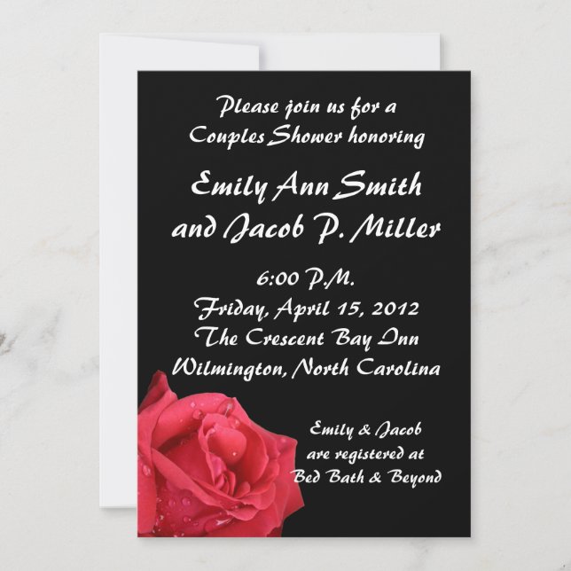 Elegantes Parejas Rojas Rojas Invitaciones A La Du (Anverso)