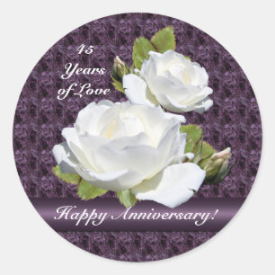 Elegantes Pegatinas de Aniversario de Rosas Blanca
