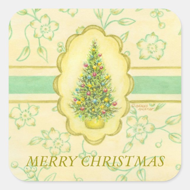 Elegantes Pegatinas de árboles de Navidad (Anverso)