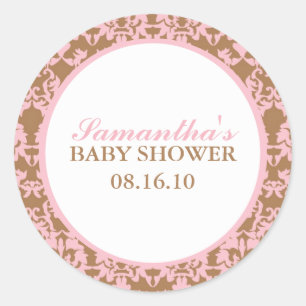 Elegantes Pegatinas de Baby Shower Damask