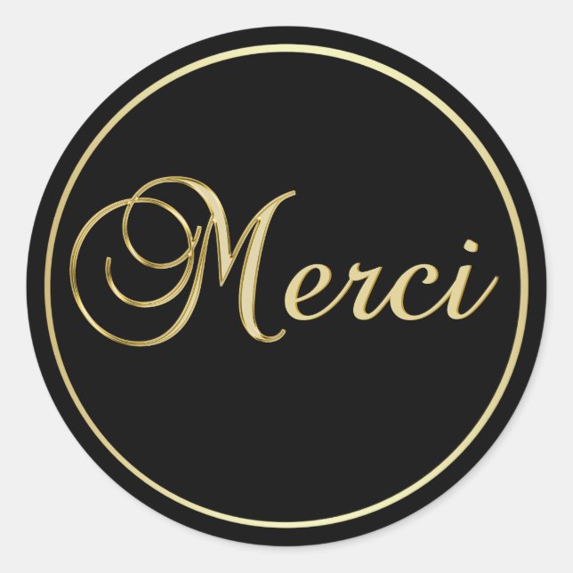 Elegantes Pegatinas de Black Gold MERCI Labels (Anverso)