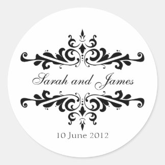 Elegantes Pegatinas de boda con nombres y fecha