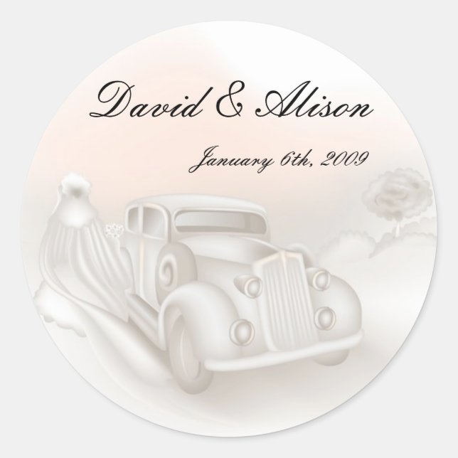 Elegantes pegatinas de bodas de autos y motos (Anverso)