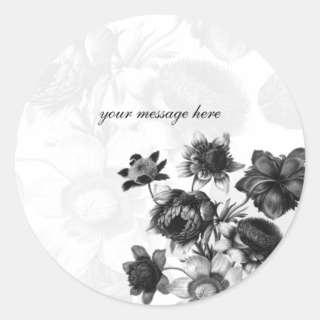 Elegantes pegatinas de bodas de flores (Anverso)