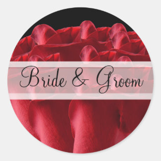 Elegantes pegatinas de bodas de rosas rojas