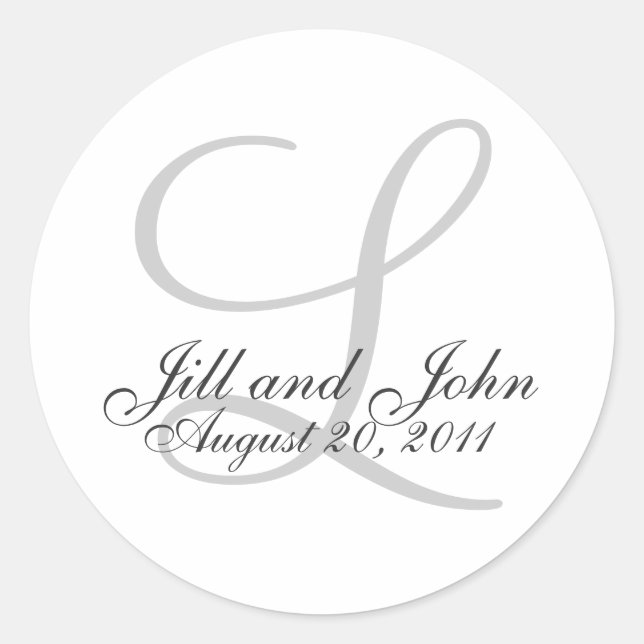 Elegantes pegatinas de bodas monográficas (Anverso)