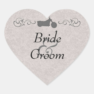 Elegantes Pegatinas de bodas para parejas de motoc