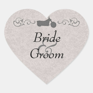 Elegantes Pegatinas de bodas para parejas de motoc