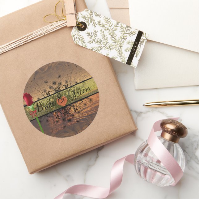 Elegantes pegatinas de casamiento con atardecer (Regalar)