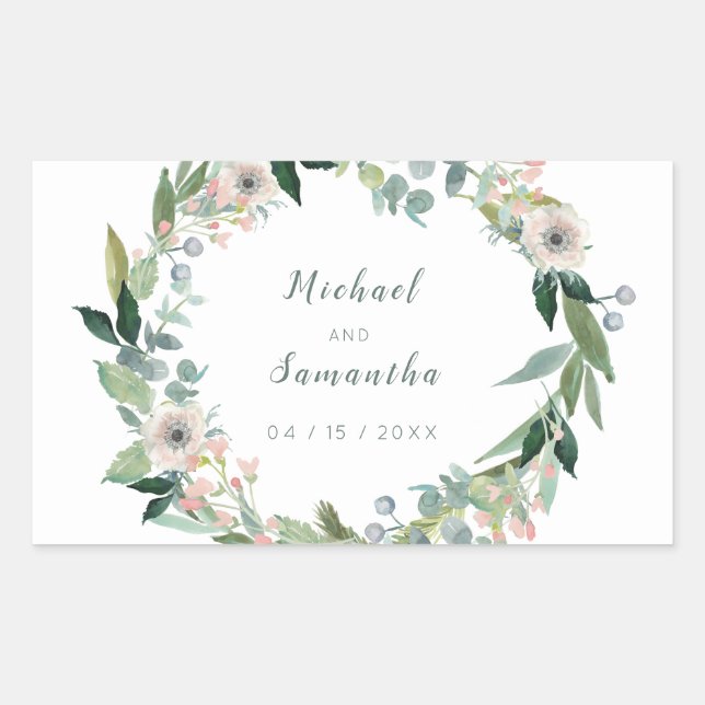 Elegantes pegatinas de casamiento con flores (Anverso)