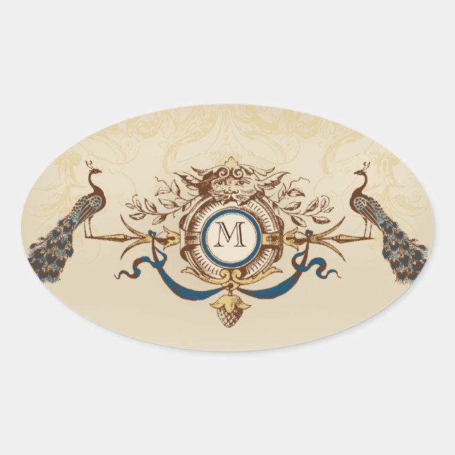 Elegantes pegatinas de casamiento con monograma (Anverso)