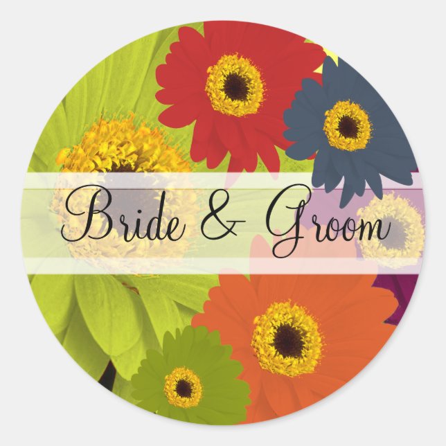 Elegantes pegatinas de casamiento de margarita (Anverso)
