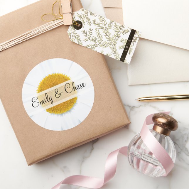 Elegantes pegatinas de casamiento de margarita (Regalar)