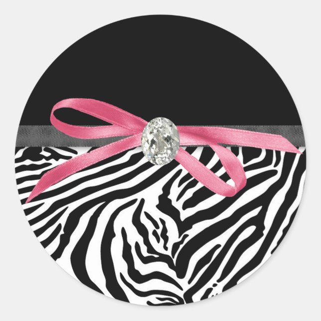 Elegantes Pegatinas de cebra rosa (Anverso)