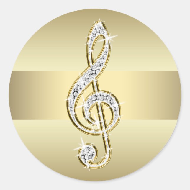 Elegantes Pegatinas de Clef Gold Treble (Anverso)