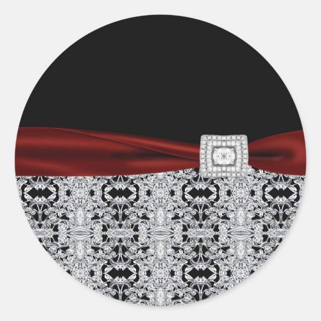 Elegantes Pegatinas de diamantes negros rojos de C (Anverso)