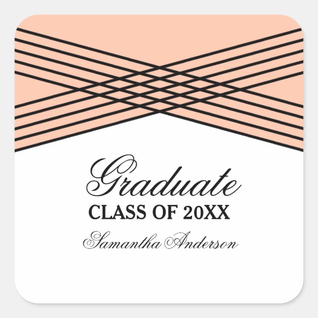 Elegantes Pegatinas de Graduación de Coral Deco (Anverso)