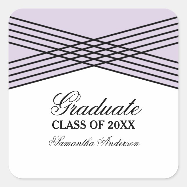 Elegantes Pegatinas de graduación deco morado (Anverso)