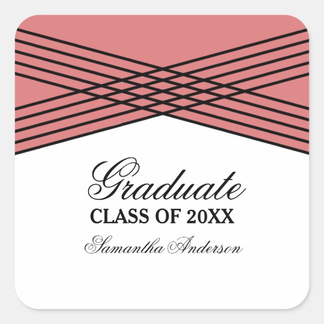 Elegantes Pegatinas de graduación rojas de decorac (Anverso)